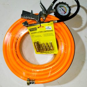 Manguera de Compresor Naranja 15 Metros con Manómetro y Juego de Acoples - imagen 1