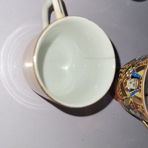 Juego de 26 pocillos y tazas de té en porcelana decorada con platitos - imagen 8