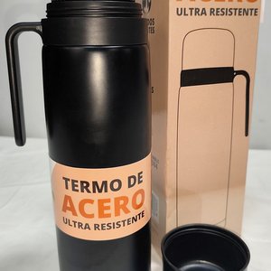 Termo de Acero Inoxidable Negro con Pico Cebador, Nuevo en Caja - imagen 3