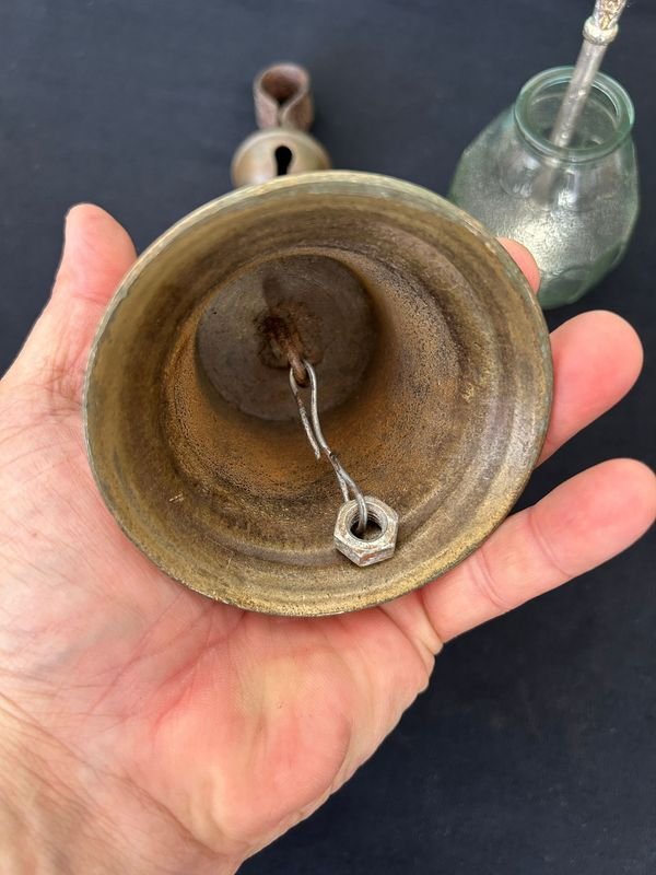 Lindo lote mate vidrio bombilla plata y oro cencerro y sonajero - imagen 4