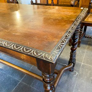 Mesa de Comedor Antigua con Sillas Estilo Luis XV - imagen 7