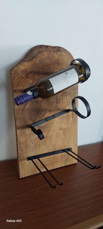 Estante para vinos y copas en madera y hierro - imagen 7
