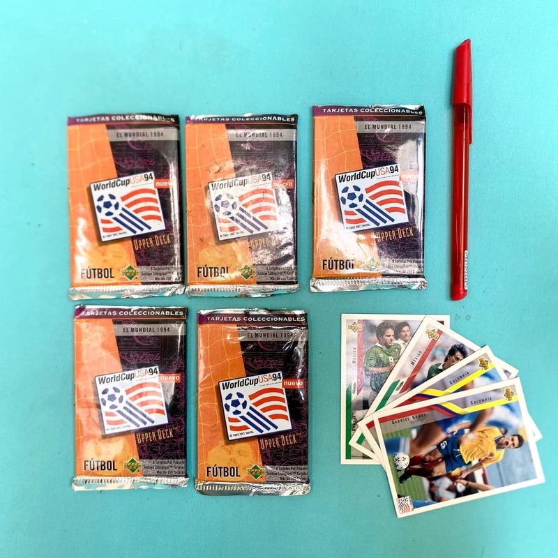 5 Sobres Cerrados de Figuritas "World Cup USA 94" de Upper Deck