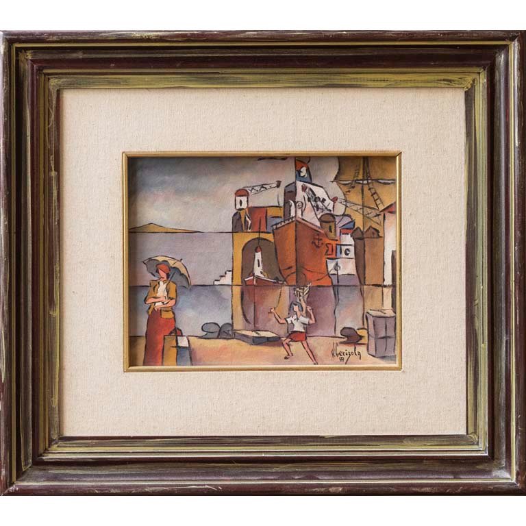 Óleo "Constructivo" de Cirizola, 18 x 23 cm