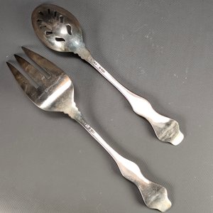 Par de Piezas de Servir "Towle" en Metal Sellado: Cuchara Calada y Tenedor - imagen 6