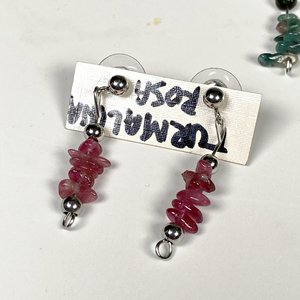 Tres Pares de Aros Colgantes con Piedras Naturales: Turmalina y Lapislázuli - imagen 4