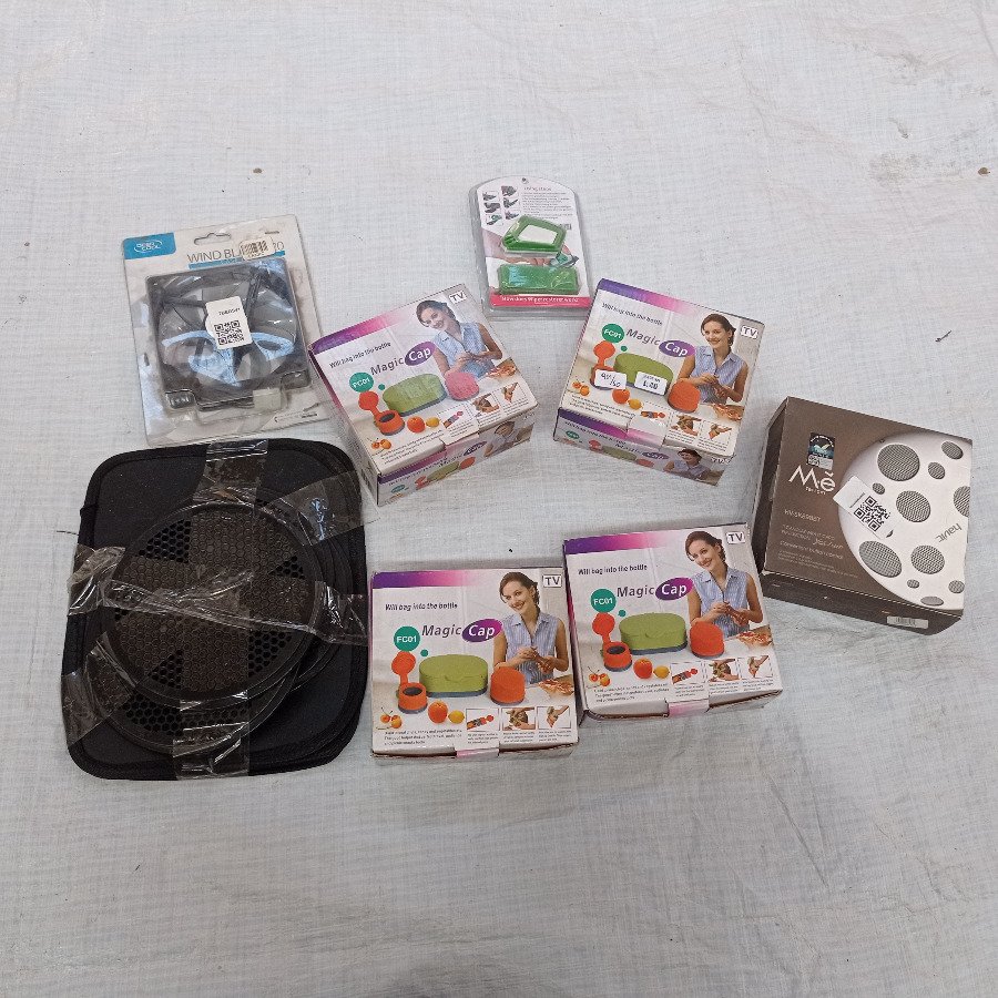 Lote variado: parlante + ventilador para PC + sella bolsas + otros