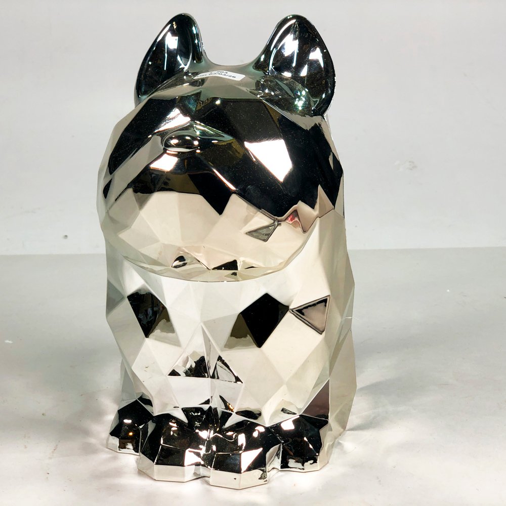 Figura plateada de busto de gato - imagen 4