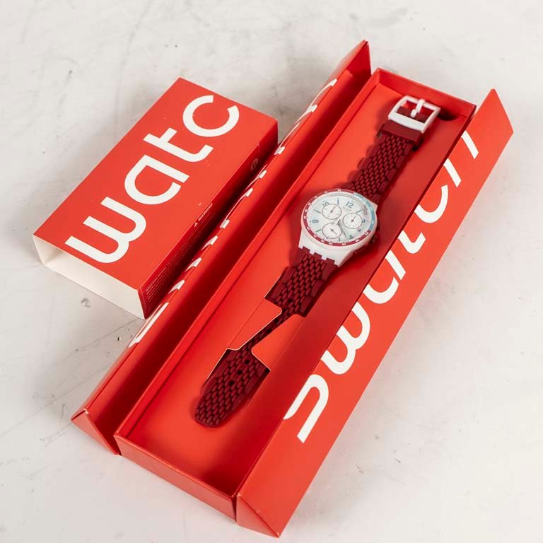 Reloj Pulsera Omega x Swatch Blanco y Rojo con Caja y Garantía