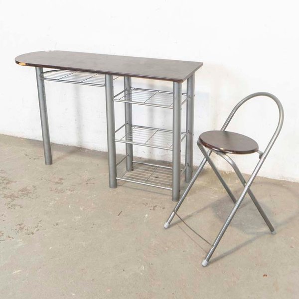 Desayunador Plegable con Silla Metálica y Tapa MDF