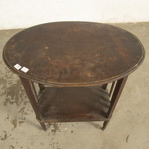 Mesa Oval de Sala con Estante - Madera Oscura - imagen 2