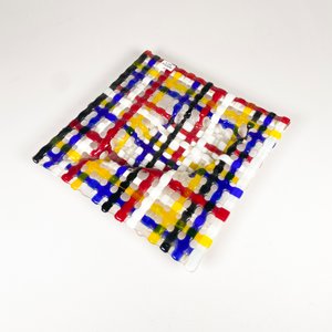 Centro de Mesa Artístico en Vidrio Multicolor Tejido - imagen 2