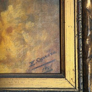 Óleo Retrato Femenino Firmado Enrique Carreza, 1901 - imagen 6