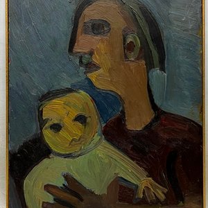 Oleo "Mujer con niño" de Miguel Angel Pareja, 1950 - imagen 2