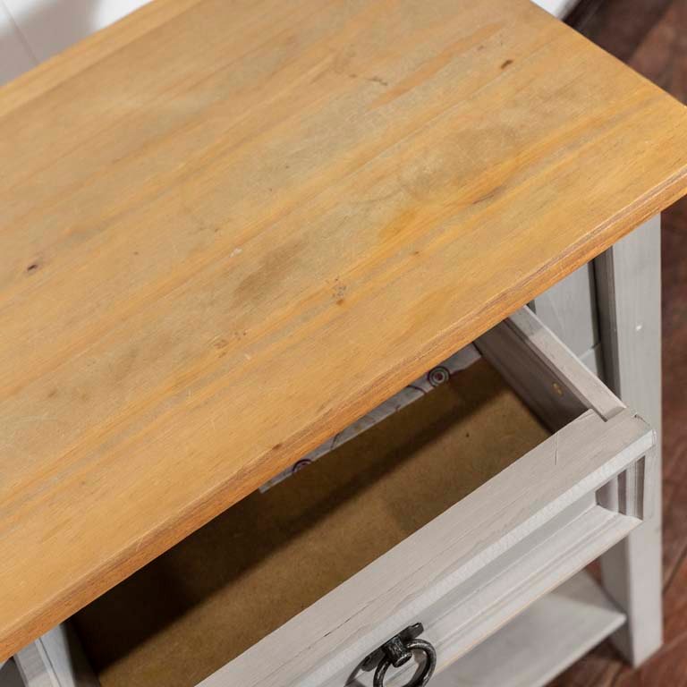 Mesitas de luz en pino con cajón y tapa rústica - imagen 2