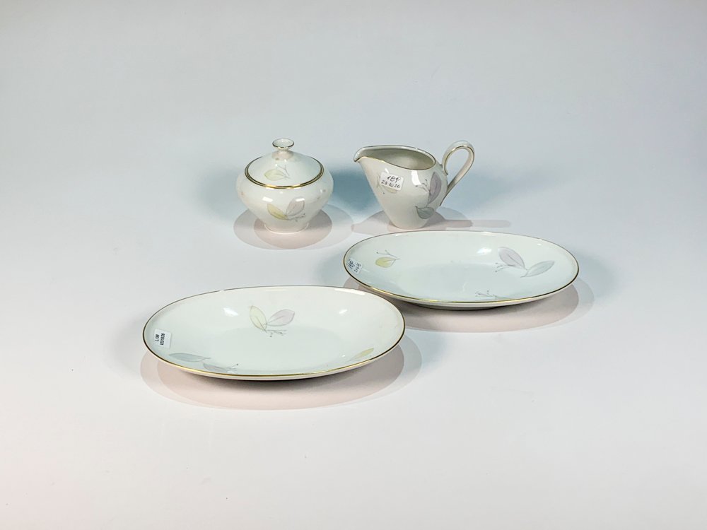 Conjunto Porcelana Bavaria "Grazie" - Lechera, Azucarero y 2 Paneras Ovales