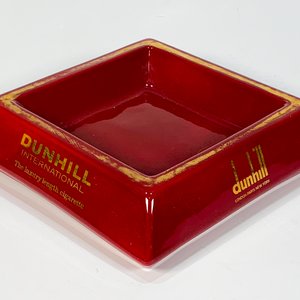 Cenicero Cuadrado Dunhill International Cerámica Bordó Dorado 18x18cm - imagen 3
