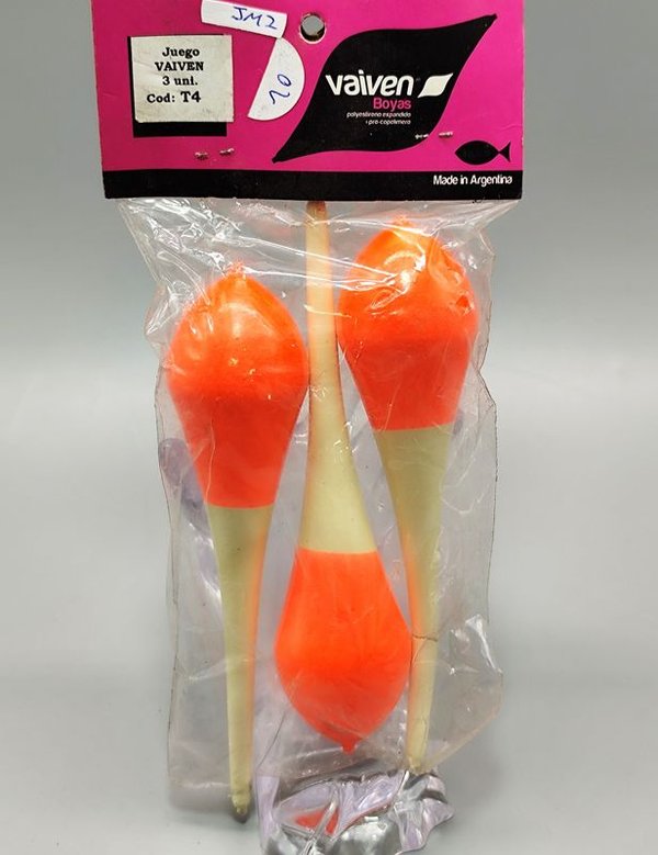 Juego de 3 Boyas de Pesca Vaivén Naranja y Blanco - imagen 1