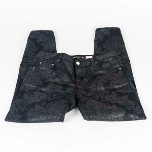 Pantalón Stretch Negro Floreado Zara Talle 42 - imagen 2