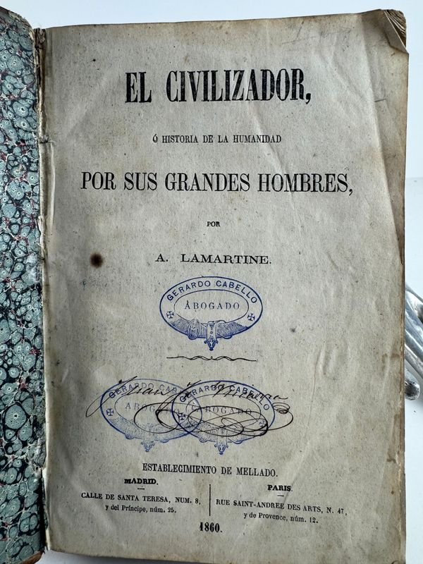 Libro antiguo de historia y filosofía, firmado por A. Lamartine - imagen 2