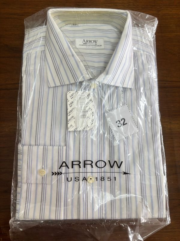 Camisa Arrow Talle 42 Rayada Celeste y Blanca Nueva