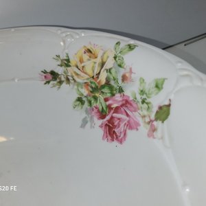 Antigua Palangana de Loza con Flores Rosas y Amarillas - imagen 4