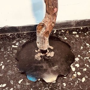 Perchero Rústico de Madera con Base de Disco de Arado y 5 Clavos - imagen 2