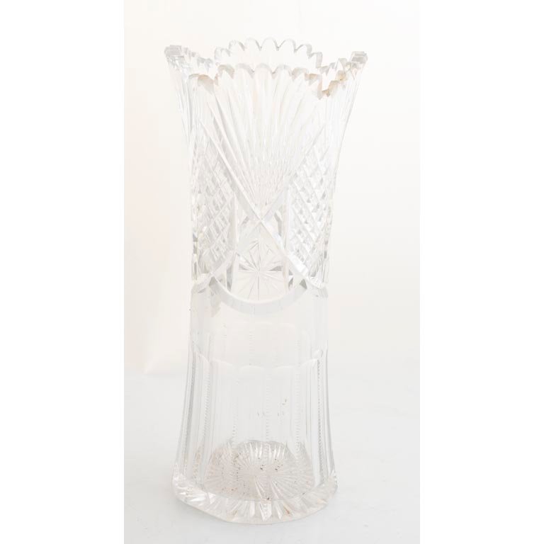 Florero de Cristal Hialino Tallado Alto 30cm