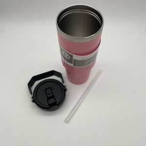 Vaso Térmico Rosa 890 ml con Manija y Sorbete - imagen 2