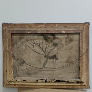 Oleo sobre Lienzo: Paisaje con Árboles y Mar, Firmado J. Hernández, Marco Tallado - imagen 7