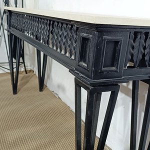 Mesa de Arrimo Recibidor Hierro Forjado con Tapa Marmolina - imagen 7