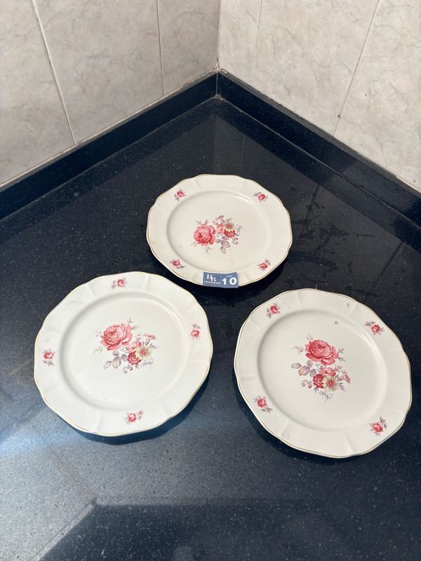 3 Platos de Loza Olmos con Diseño Floral - imagen 1