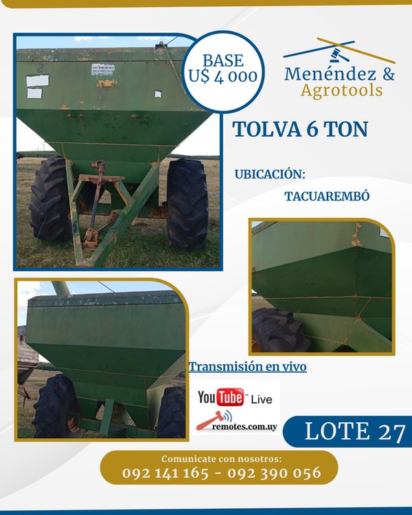Tolva de 6 Toneladas para Agro