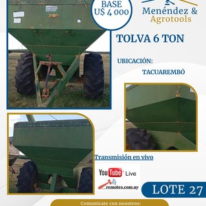 Lote siguiente: Tolva de 6 Toneladas para Agro