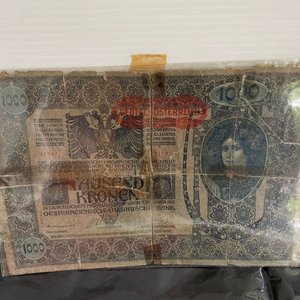 Billete de 1000 Coronas Austrohúngaras de 1902 y Bandera de Alemania - imagen 2