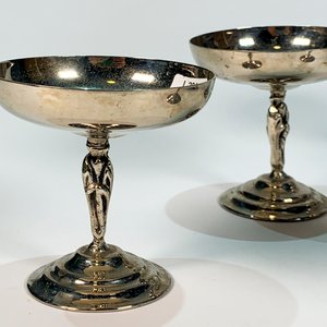 Seis Copas de Metal para Helado con Pie de Dama Vintage - imagen 2