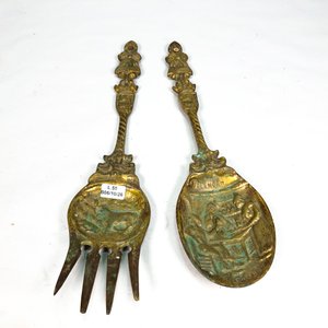 Juego de Cubiertos Decorativos en Bronce: Cuchara y Tenedor de 40 cm - imagen 2