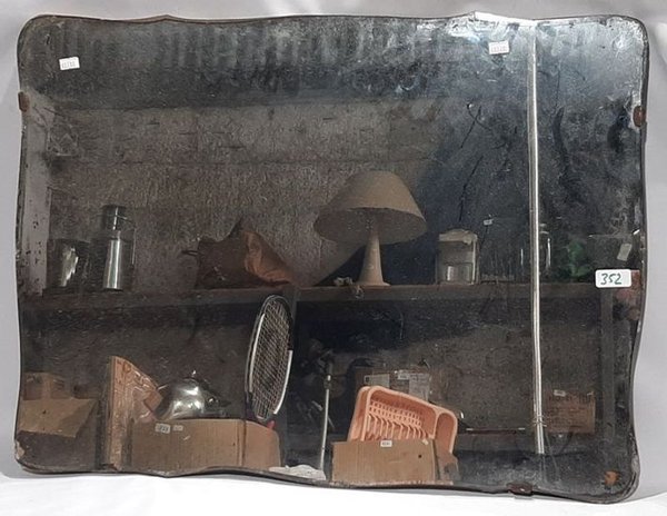 Espejo Biselado Rectangular con Marco de Madera