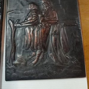 Lote de 5 Cuadros: Dos Repujados en Cobre y Tres Pinturas - imagen 3
