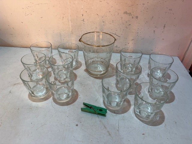 Juego de Vasos y Hielera de Vidrio