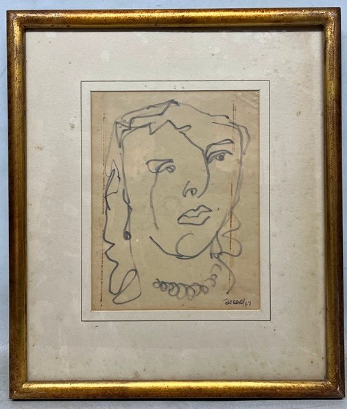 Lote siguiente: Dibujo de Norberto Berdia 'Cara' en papel