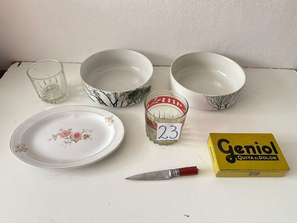 Set de Vajilla: 2 Bols de Loza, Bandeja y 2 Vasos - imagen 1