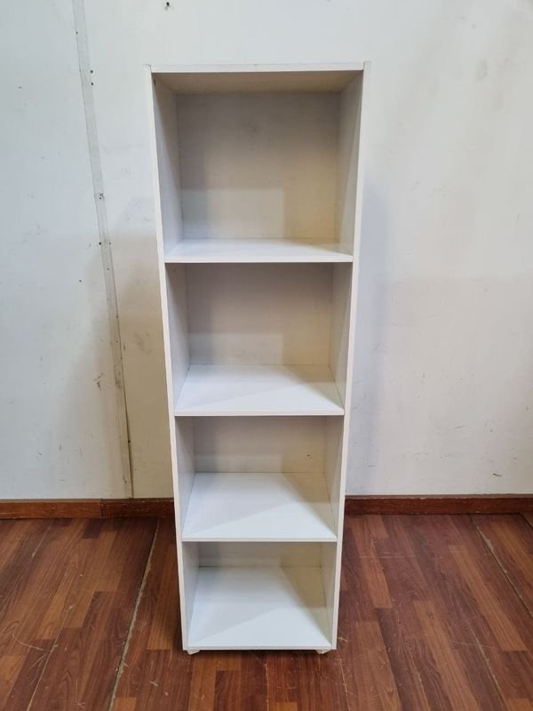 Estante Organizador Blanco de Melamina con 4 Niveles y Ruedas