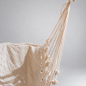 Hamaca Colgante Blanca de Macramé con Flecos - imagen 3