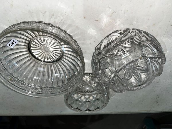 Juego de 3 Bols de Vidrio Tallado