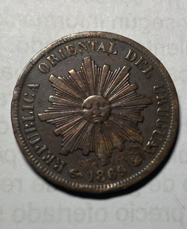 Moneda de 1 Centésimo de 1869 de la República Oriental del Uruguay