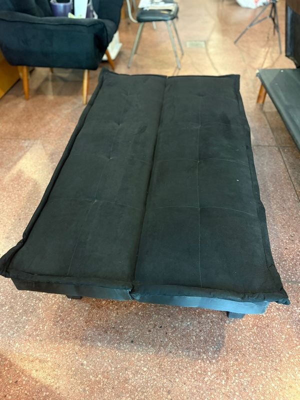 Sofá cama de cuero negro - imagen 2