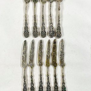Conjunto de 11 Tenedores y Cuchillos para Postre con Cabo Labrado - imagen 1