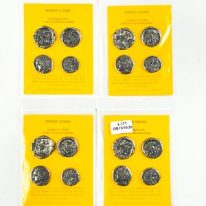 Ocho Reproducciones de Monedas Griegas Plateadas - imagen 2
