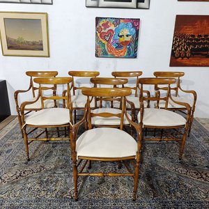 Butacas Italianas Modelo Campanino de Madera con Esterilla y Almohadón - imagen 5